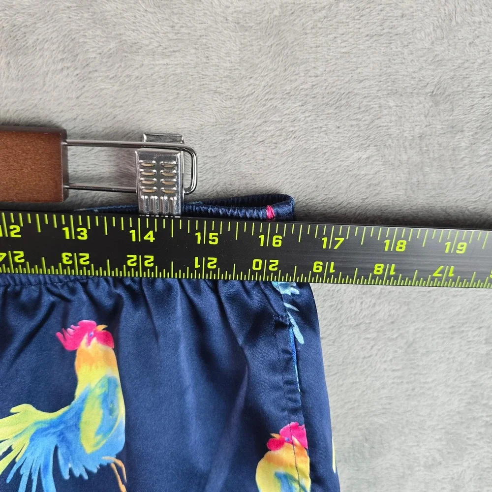 Chubbies Mens XL Navy Blue Rooster Print Satin Lounge Sleep Shorts Boomshakalaka